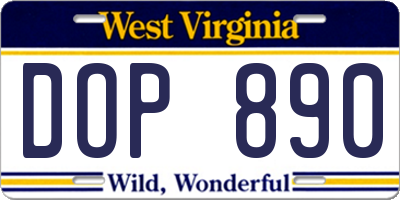 WV license plate DOP890