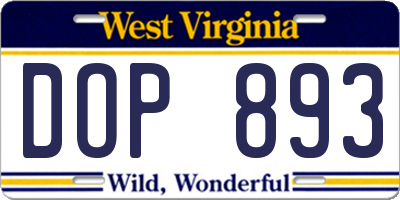 WV license plate DOP893