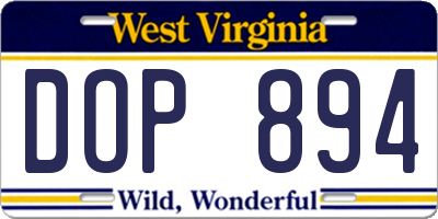 WV license plate DOP894