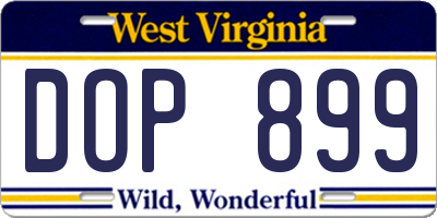 WV license plate DOP899