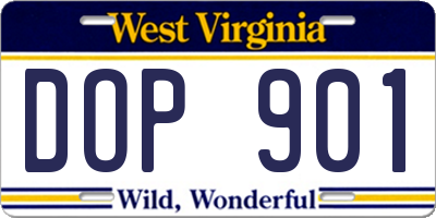 WV license plate DOP901