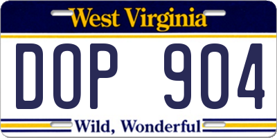 WV license plate DOP904