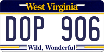 WV license plate DOP906