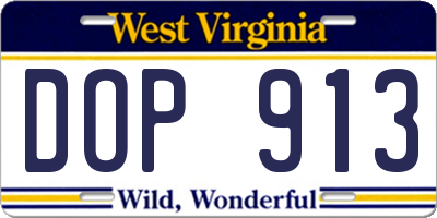 WV license plate DOP913