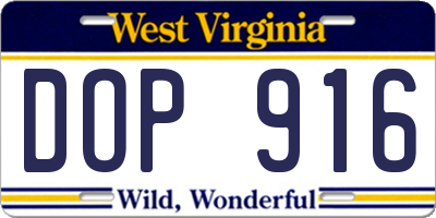 WV license plate DOP916