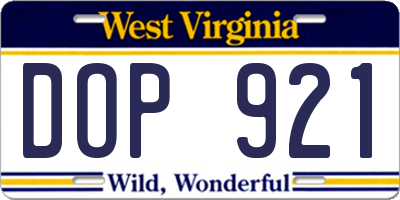 WV license plate DOP921