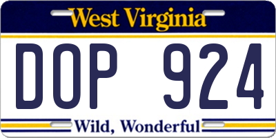 WV license plate DOP924