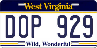 WV license plate DOP929