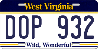 WV license plate DOP932