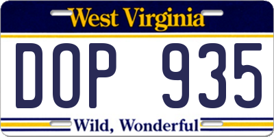 WV license plate DOP935