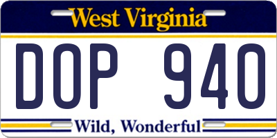 WV license plate DOP940