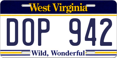 WV license plate DOP942