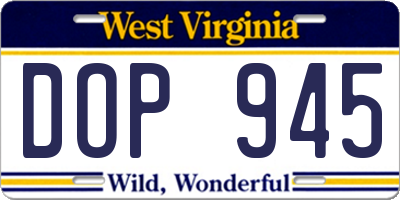 WV license plate DOP945