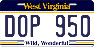 WV license plate DOP950