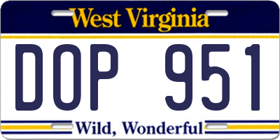 WV license plate DOP951