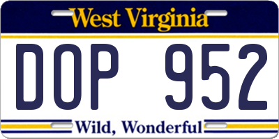 WV license plate DOP952