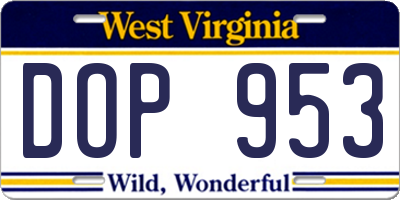 WV license plate DOP953