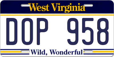 WV license plate DOP958
