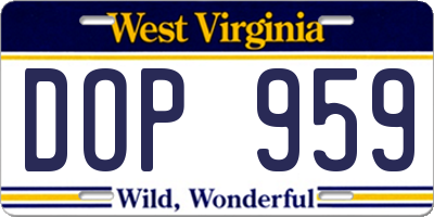 WV license plate DOP959