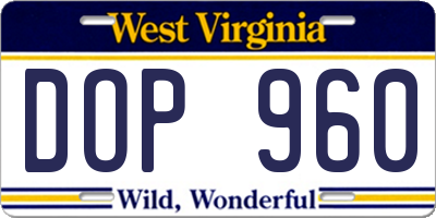 WV license plate DOP960