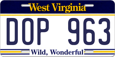 WV license plate DOP963