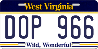 WV license plate DOP966