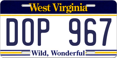 WV license plate DOP967