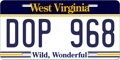 WV license plate DOP968