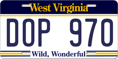 WV license plate DOP970