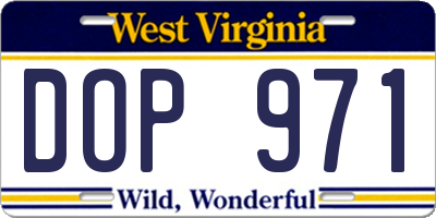 WV license plate DOP971