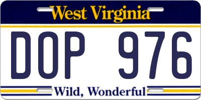 WV license plate DOP976