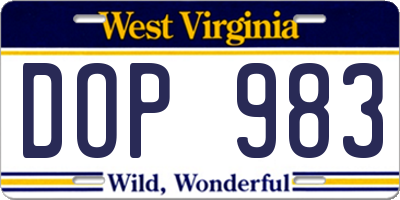 WV license plate DOP983