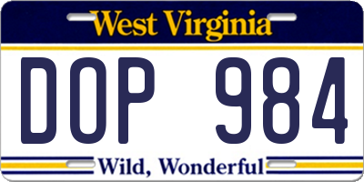 WV license plate DOP984