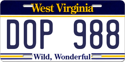 WV license plate DOP988