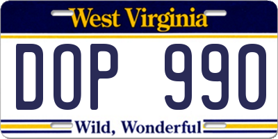 WV license plate DOP990