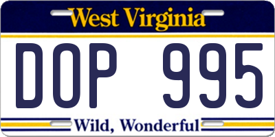 WV license plate DOP995