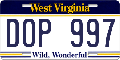 WV license plate DOP997