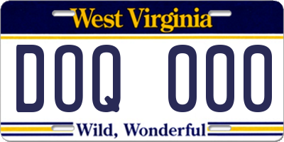 WV license plate DOQ000