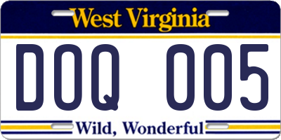 WV license plate DOQ005
