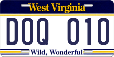 WV license plate DOQ010