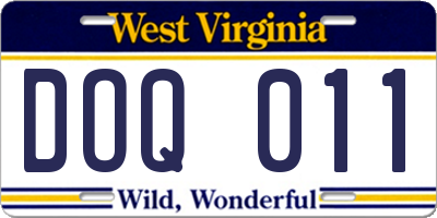 WV license plate DOQ011