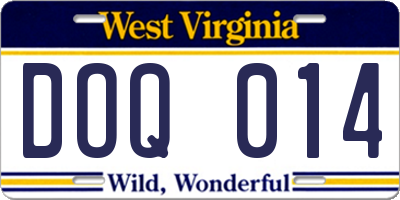 WV license plate DOQ014