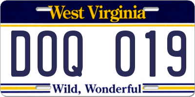 WV license plate DOQ019