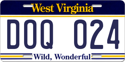 WV license plate DOQ024