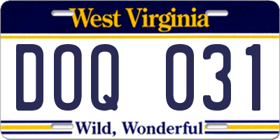 WV license plate DOQ031