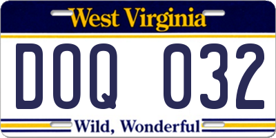 WV license plate DOQ032