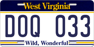 WV license plate DOQ033