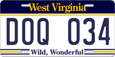 WV license plate DOQ034