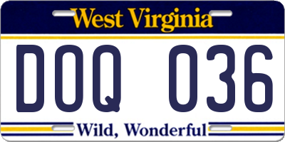 WV license plate DOQ036