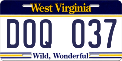 WV license plate DOQ037